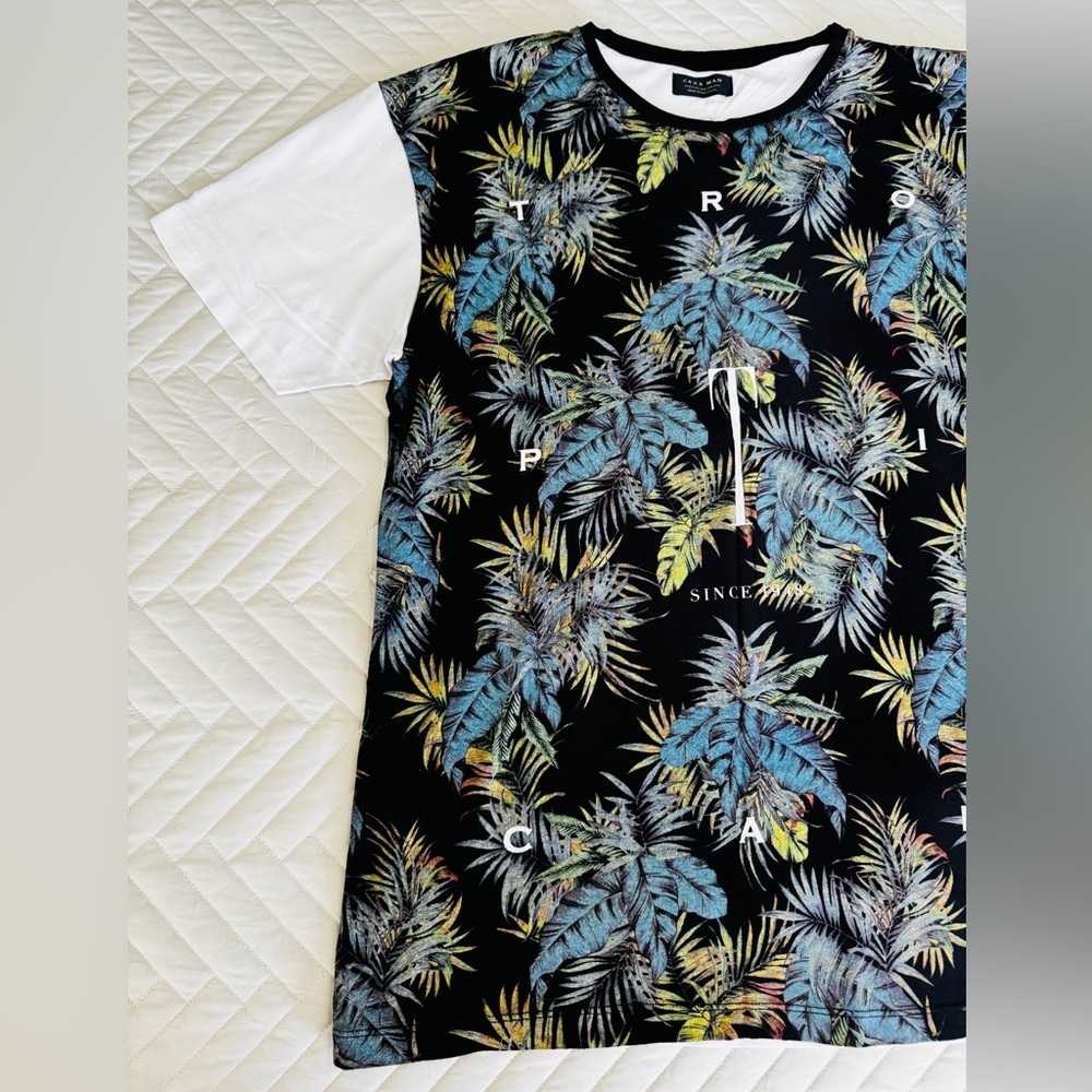 Zara Man T-shirt XL Slim Fit TROPICAL PRINT! - Picture 3 of 12